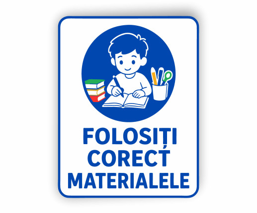Plăcuță folosiți corect materialele